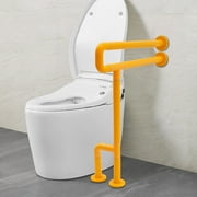 Loyalheartdy Freestanding Toilet Safety Support Rail Wall Mount Grab Bar Rail Home Rounded Corner Non-slip Waterproof Rail with Leg for Seniors Handicap Disabled Yellow 13.6*27.5 inches